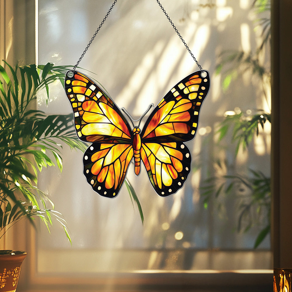 Personalized Yellow Butterfly acrylic Christmas ornament by Foswick
