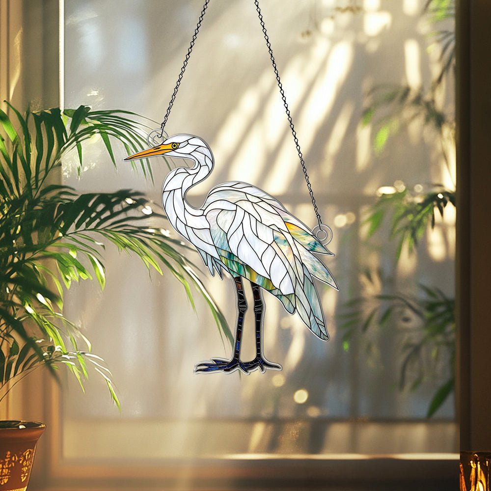 Personalized Egret acrylic Christmas ornament by Foswick