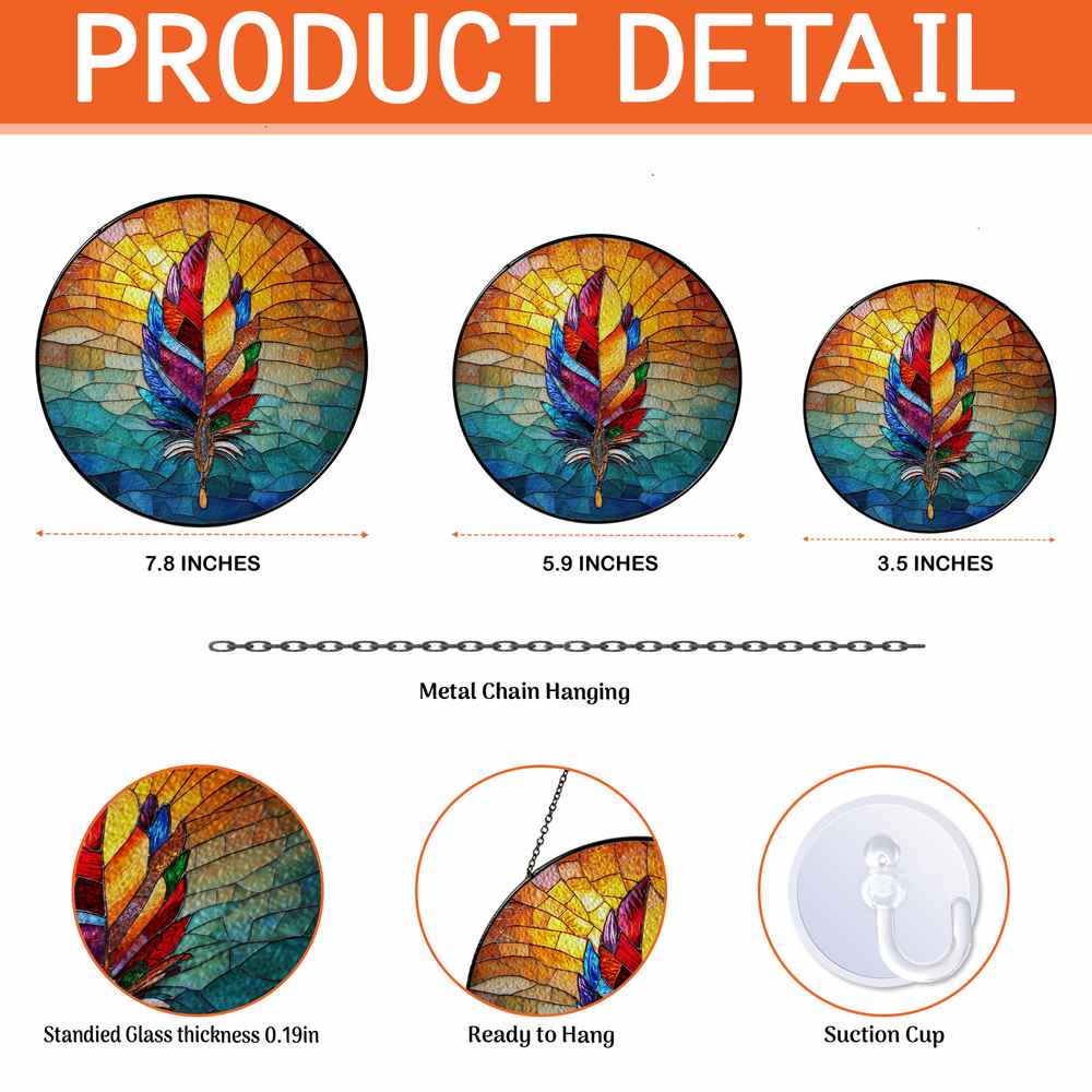 Personalized Native American Feather stained-glass-inspired suncatcher by Foswick