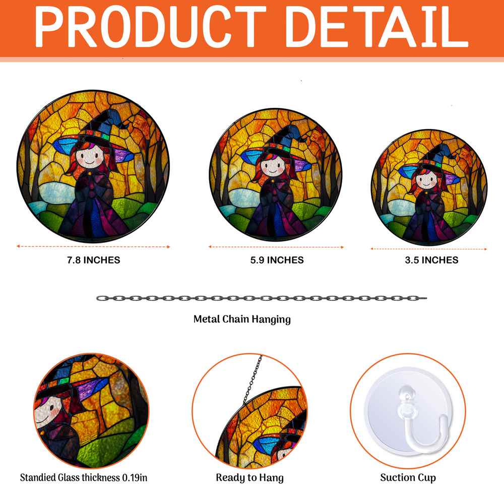 Personalized Witch stained-glass-inspired suncatcher by Foswick