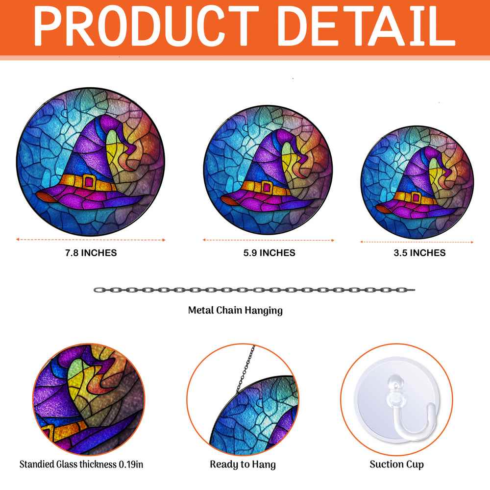 Personalized Witch Hat stained-glass-inspired suncatcher by Foswick
