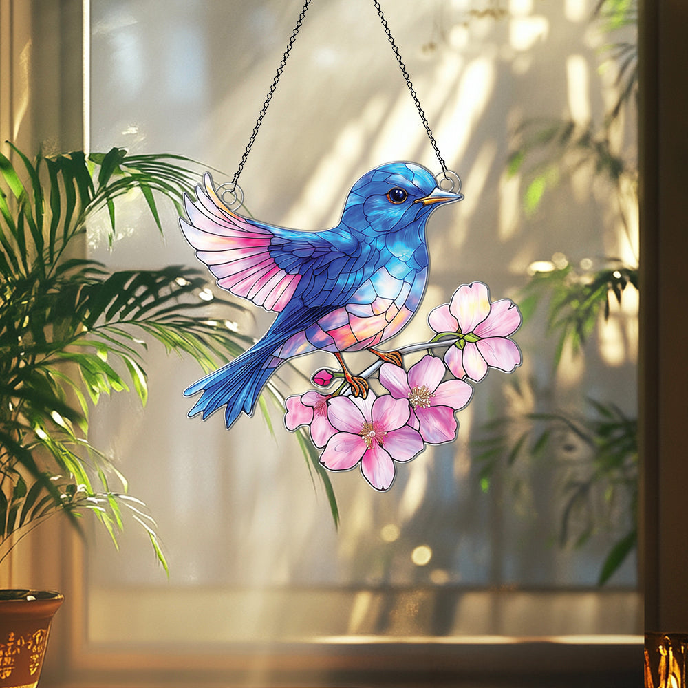 Personalized Bluebird acrylic Christmas ornament by Foswick