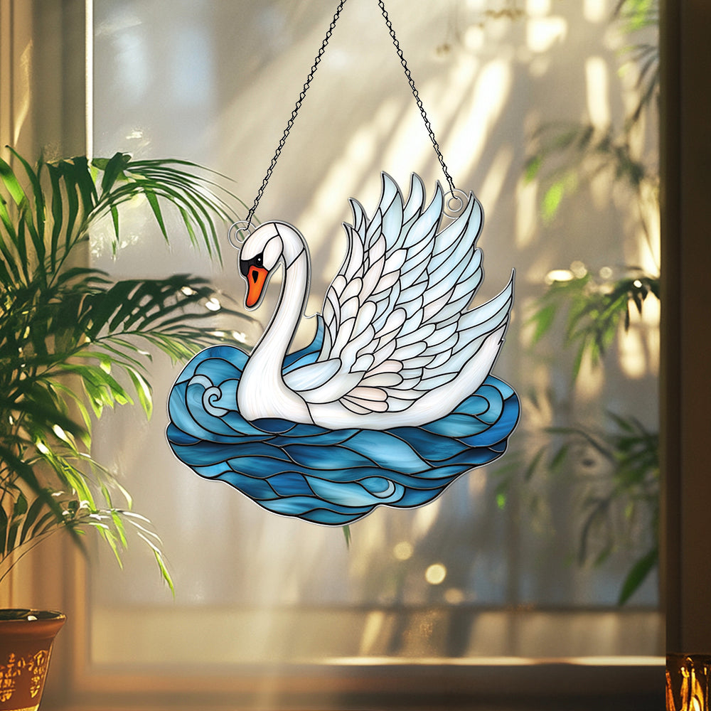 Personalized Swan acrylic Christmas ornament by Foswick