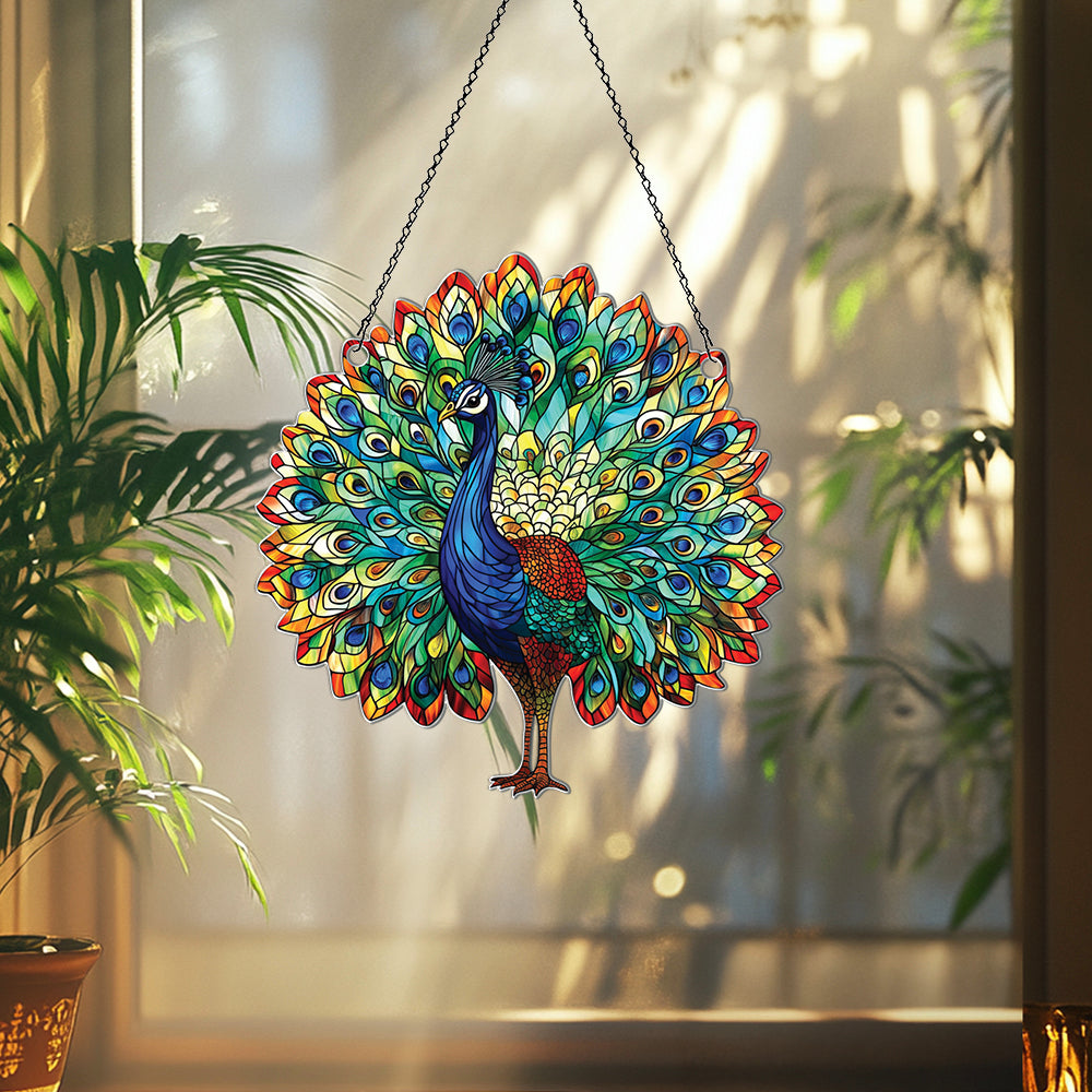 Personalized Peacock acrylic Christmas ornament by Foswick