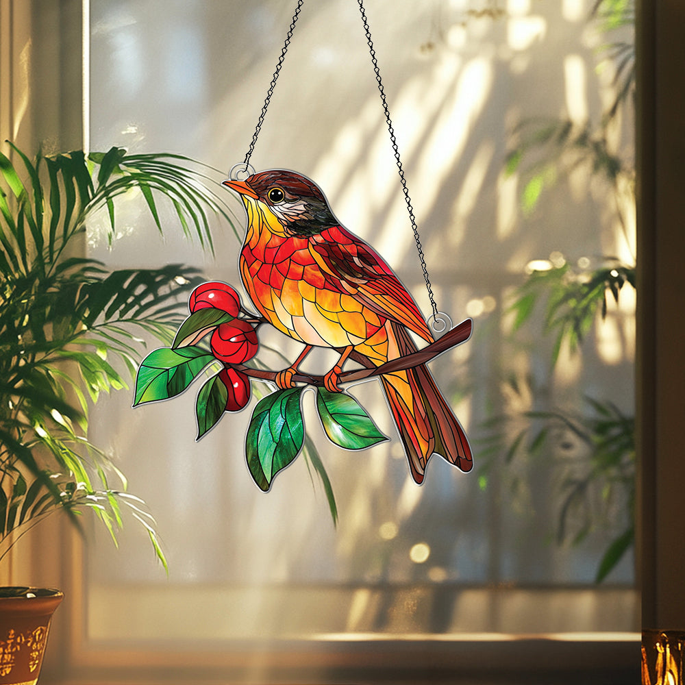 Personalized Thrush Bird acrylic Christmas ornament by Foswick