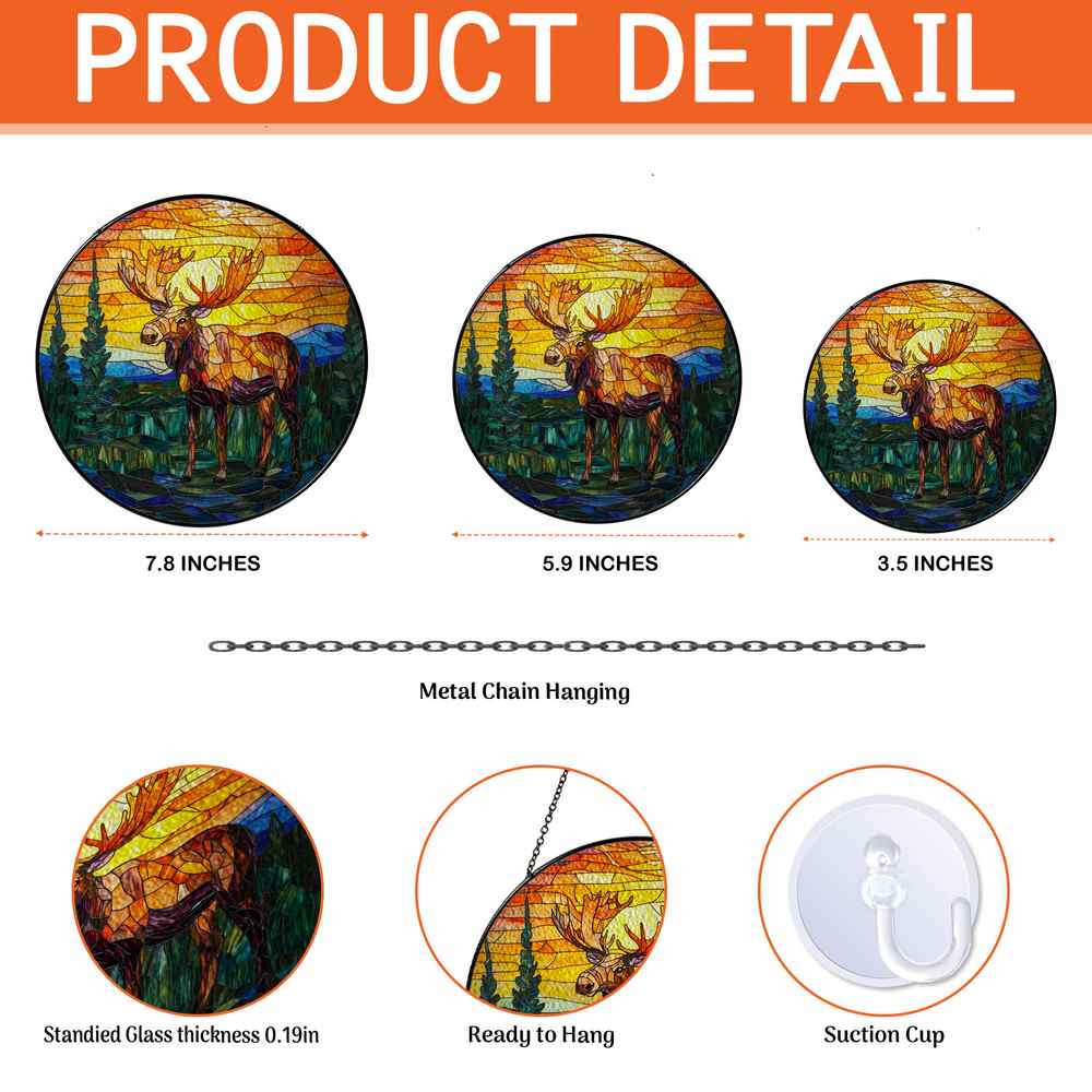 Personalized Moose stained-glass-inspired suncatcher by Foswick