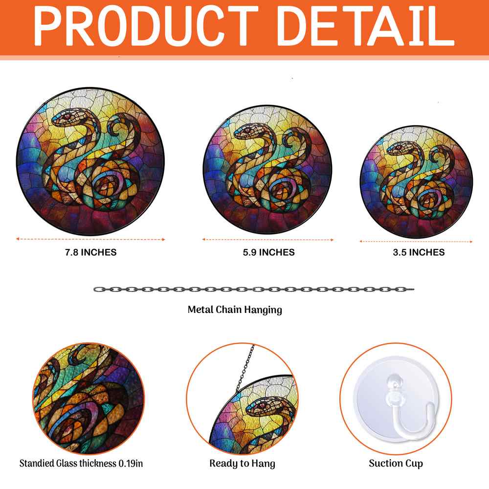 Personalized Snake stained-glass-inspired suncatcher by Foswick