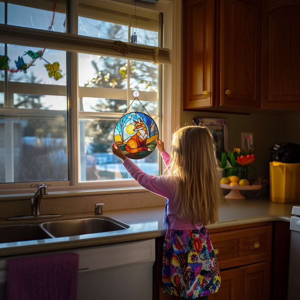 Personalized Fox stained-glass-inspired suncatcher by Foswick