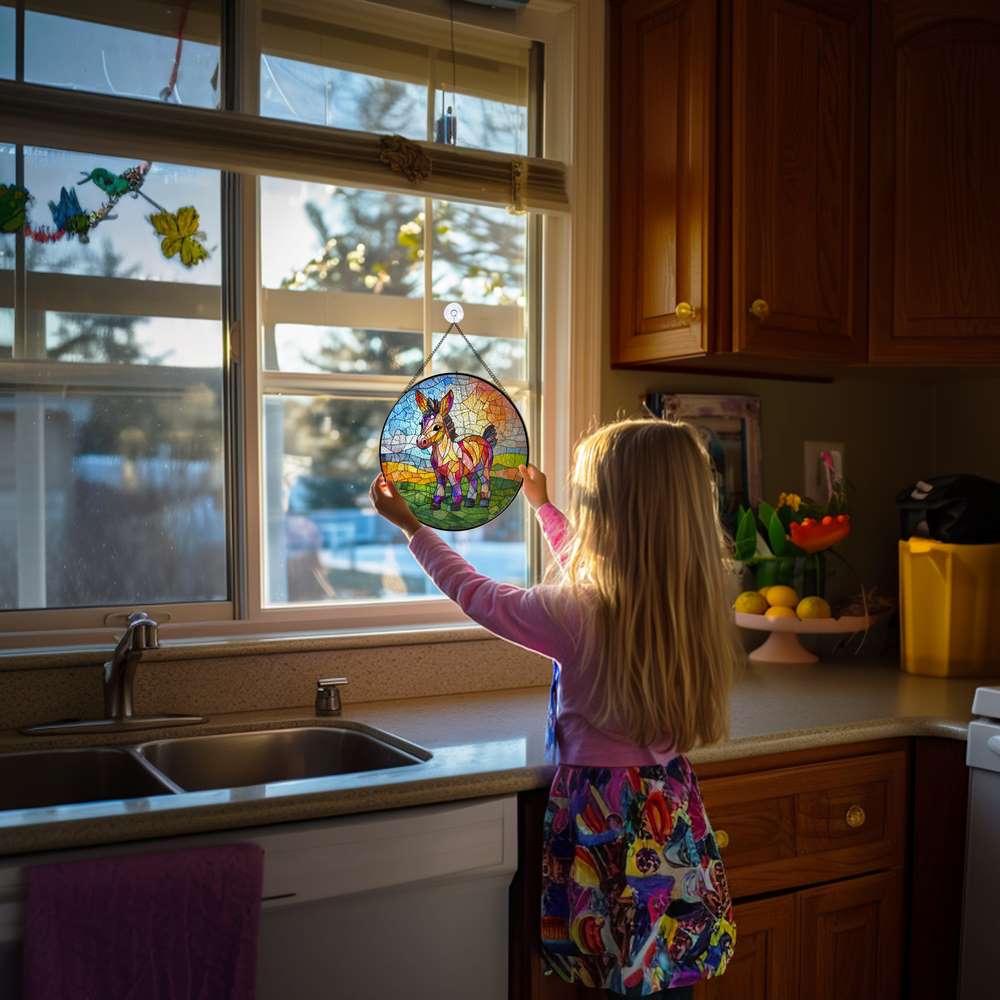 Personalized Donkey stained-glass-inspired suncatcher by Foswick