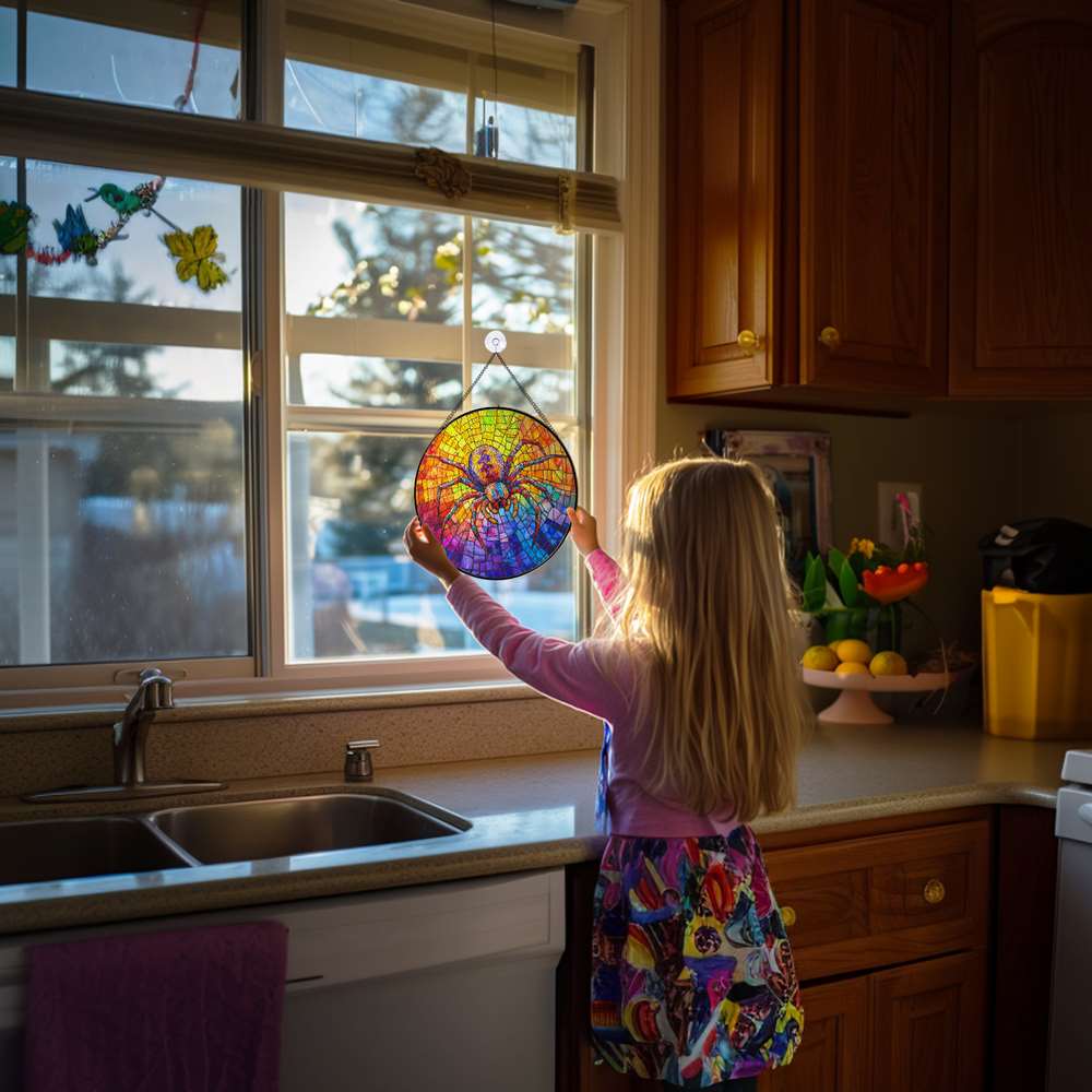 Personalized Spider stained-glass-inspired suncatcher by Foswick