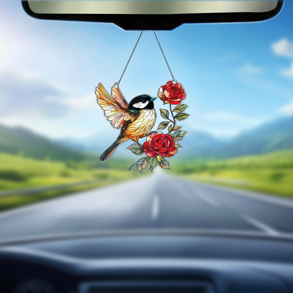 Personalized Chickadee acrylic Christmas ornament by Foswick