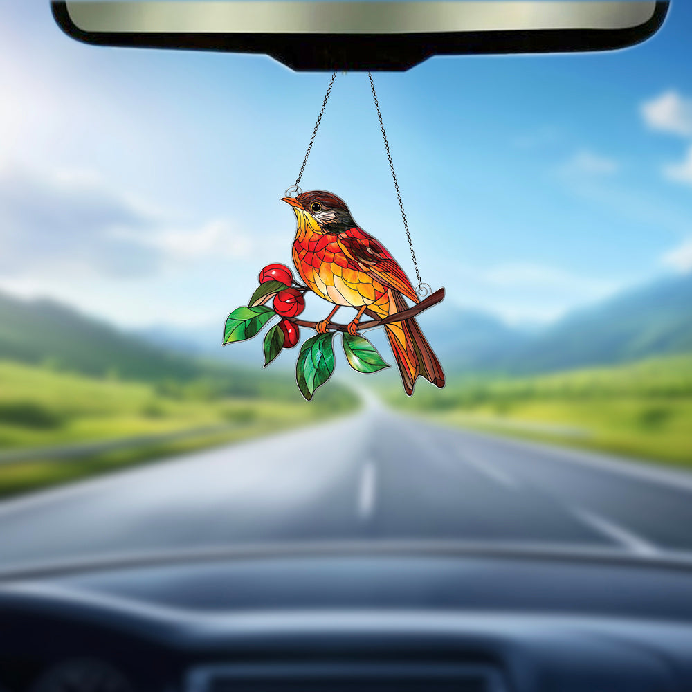Personalized Thrush Bird acrylic Christmas ornament by Foswick