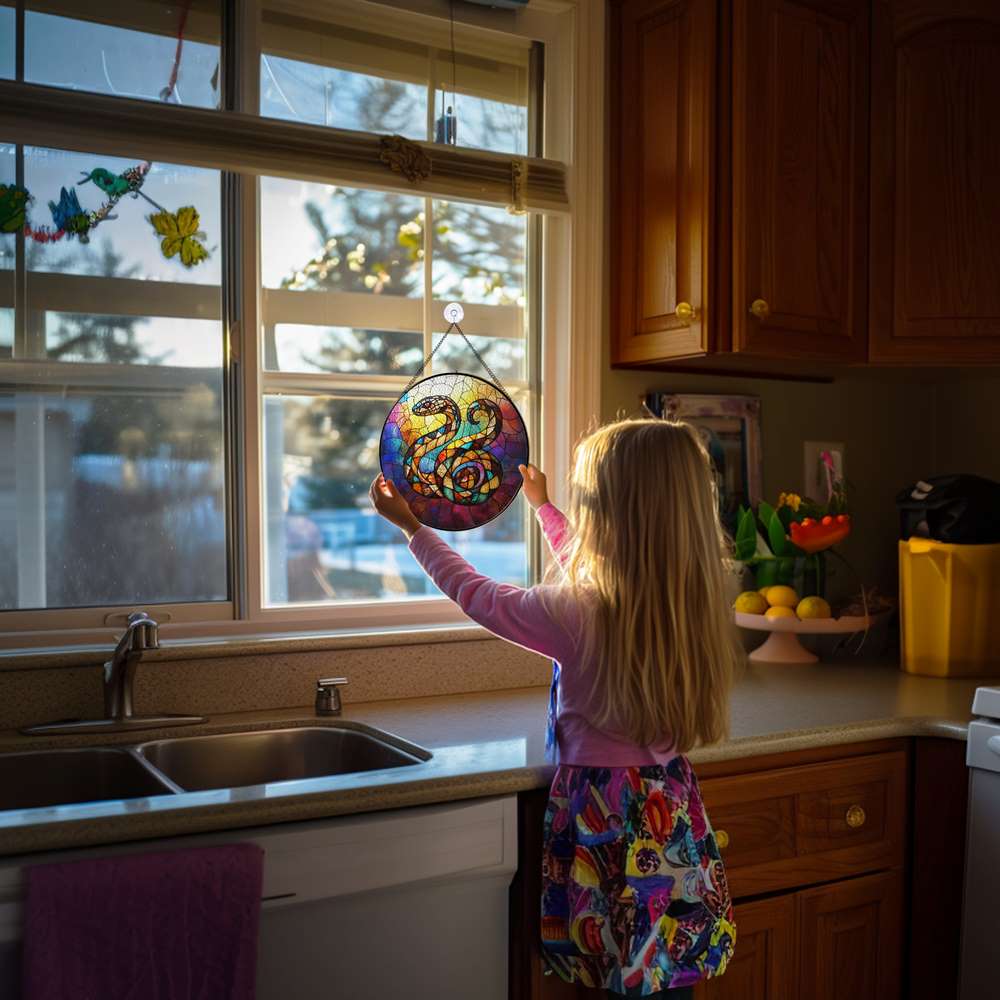 Personalized Snake stained-glass-inspired suncatcher by Foswick