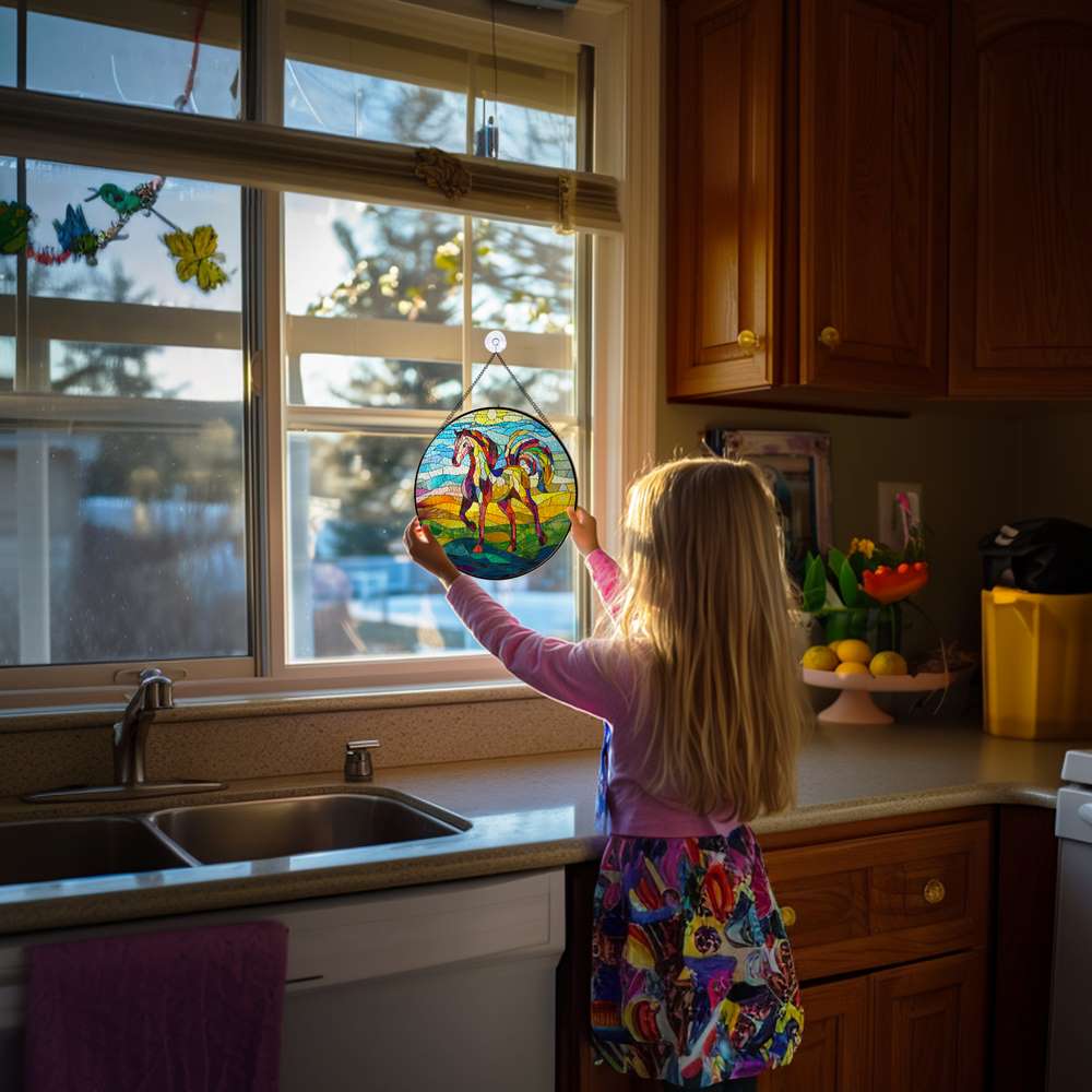 Personalized Horse stained-glass-inspired suncatcher by Foswick