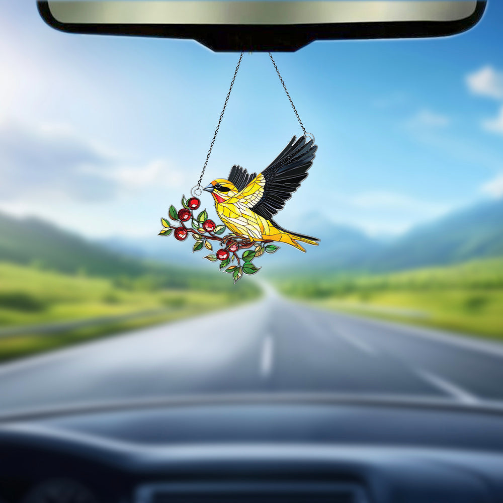 Personalized Gold Finch Bird acrylic Christmas ornament by Foswick