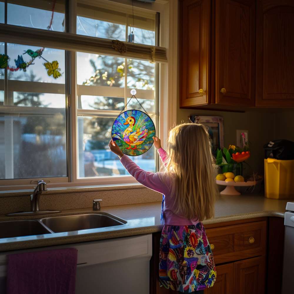 Personalized Duck stained-glass-inspired suncatcher by Foswick