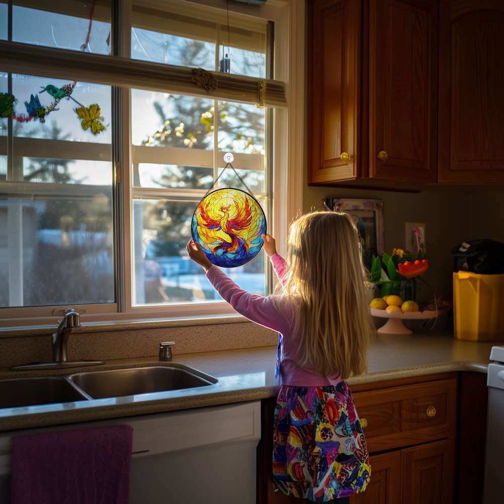 Personalized Phoenix stained-glass-inspired suncatcher by Foswick