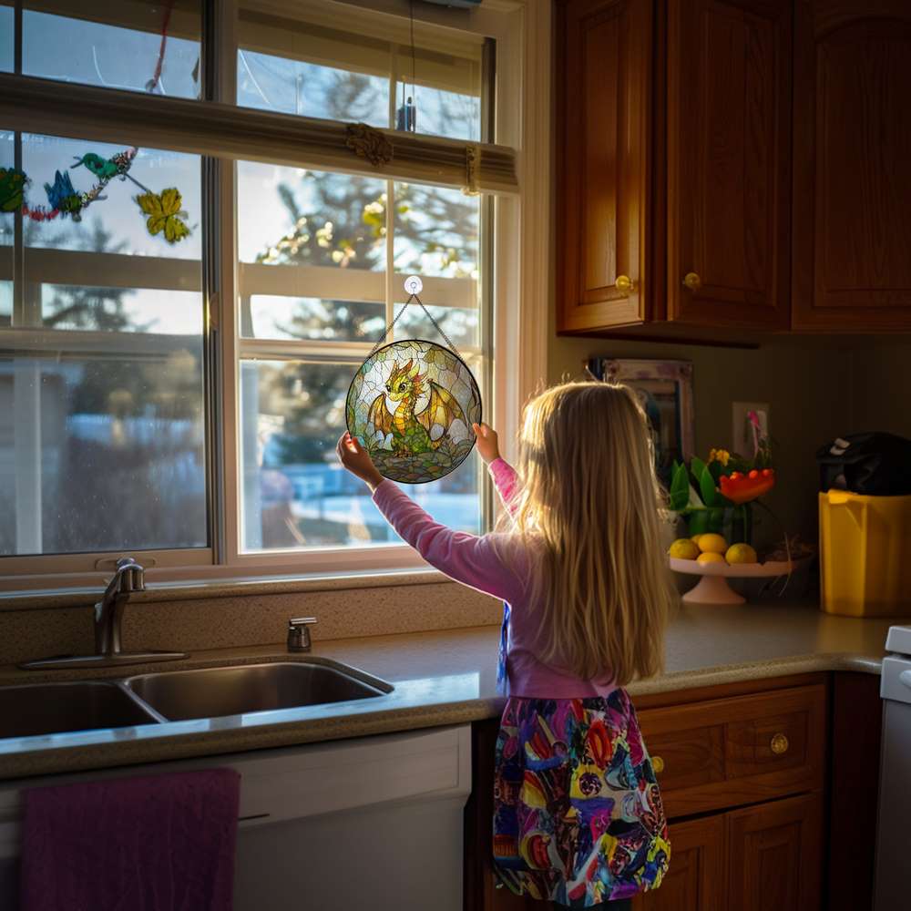 Personalized Dragon stained-glass-inspired suncatcher by Foswick