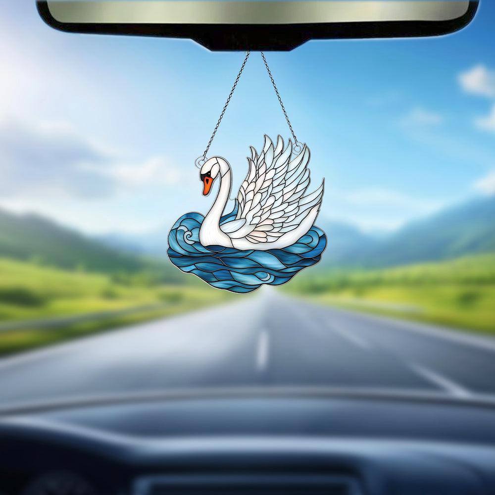Personalized Swan acrylic Christmas ornament by Foswick