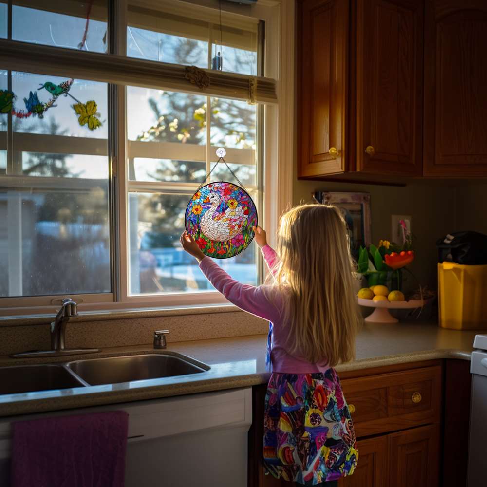 Personalized Goose stained-glass-inspired suncatcher by Foswick
