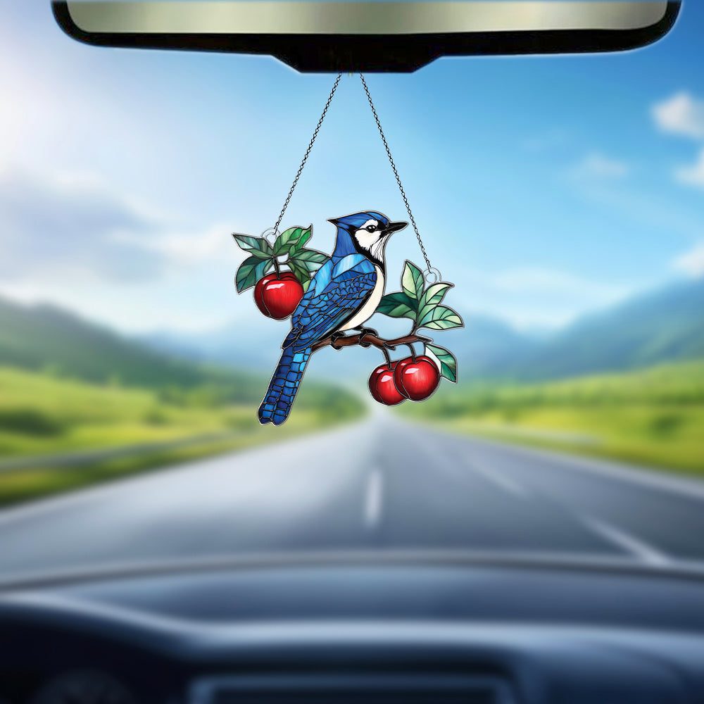 Personalized Blue Jay acrylic Christmas ornament by Foswick