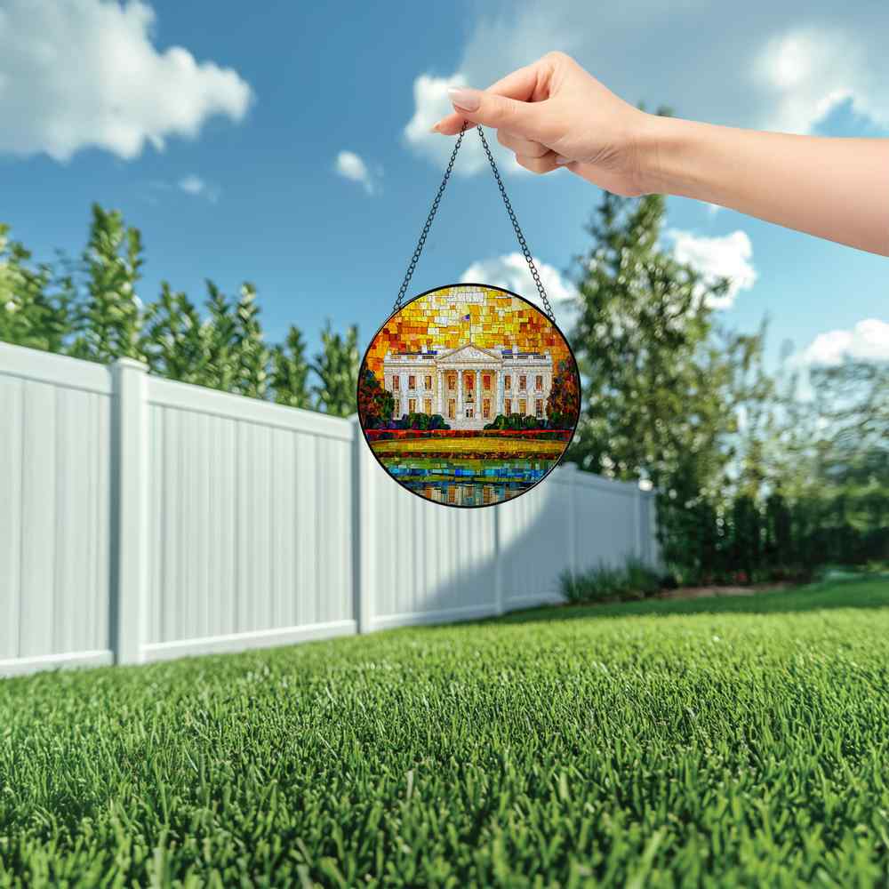 Personalized White House stained-glass-inspired suncatcher by Foswick