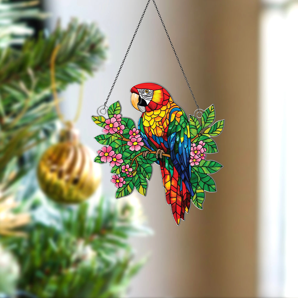 Personalized Macaw Parrot acrylic Christmas ornament by Foswick