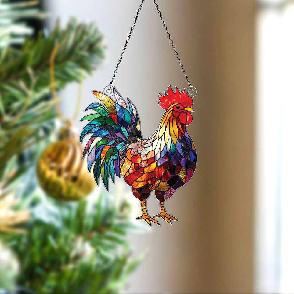 Personalized Rooster acrylic Christmas ornament by Foswick