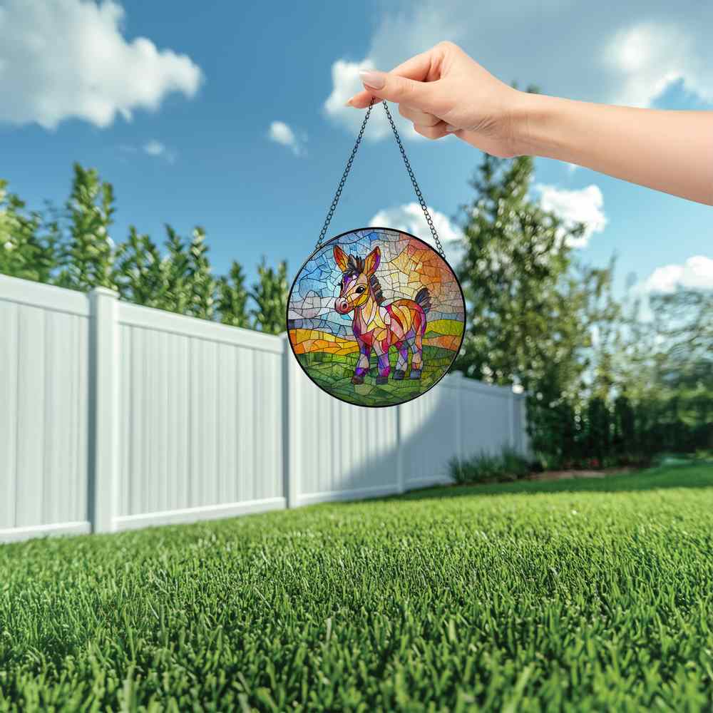 Personalized Donkey stained-glass-inspired suncatcher by Foswick
