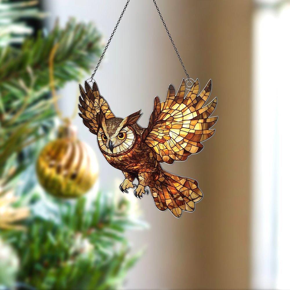 Personalized Owl acrylic Christmas ornament by Foswick