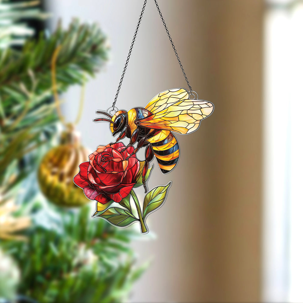 Personalized Bee acrylic Christmas ornament by Foswick