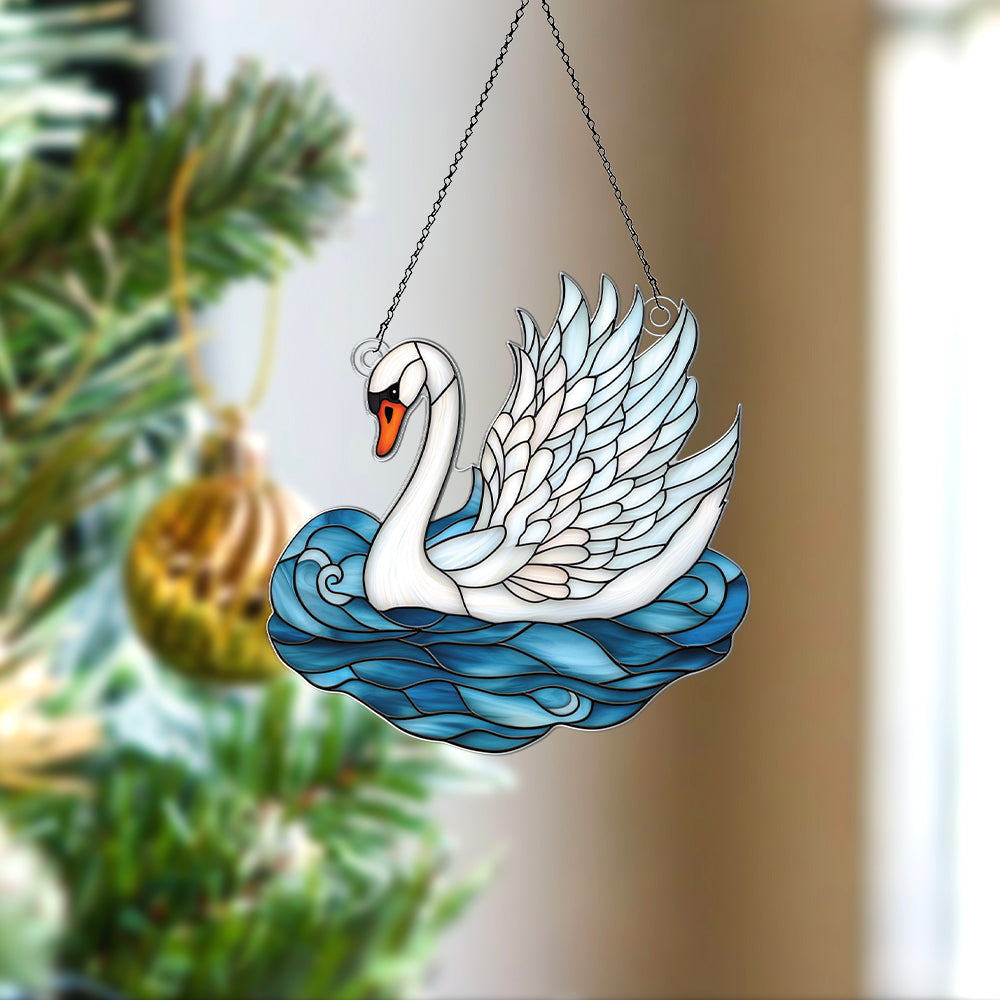 Personalized Swan acrylic Christmas ornament by Foswick