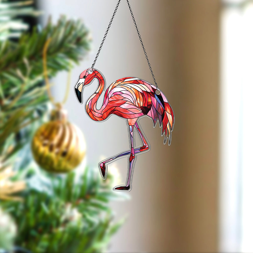 Personalized Flamingo acrylic Christmas ornament by Foswick