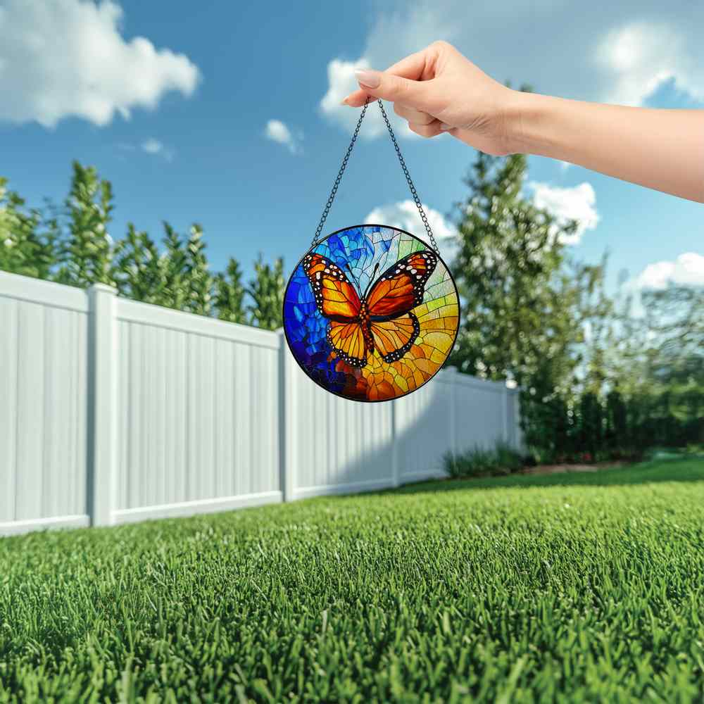 Personalized Monarch stained-glass-inspired suncatcher by Foswick