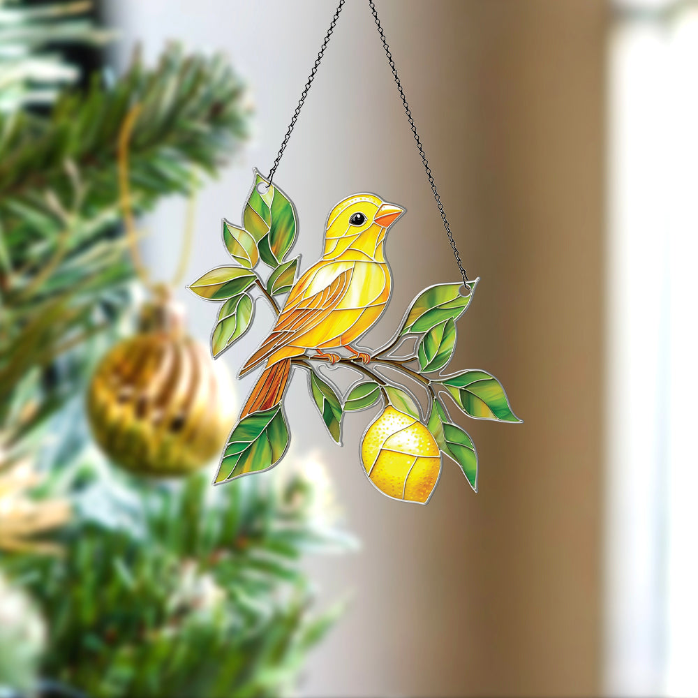 Personalized Canary Bird acrylic Christmas ornament by Foswick