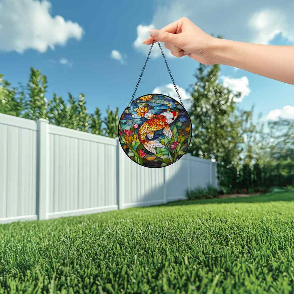Personalized Koi Fish stained-glass-inspired suncatcher by Foswick