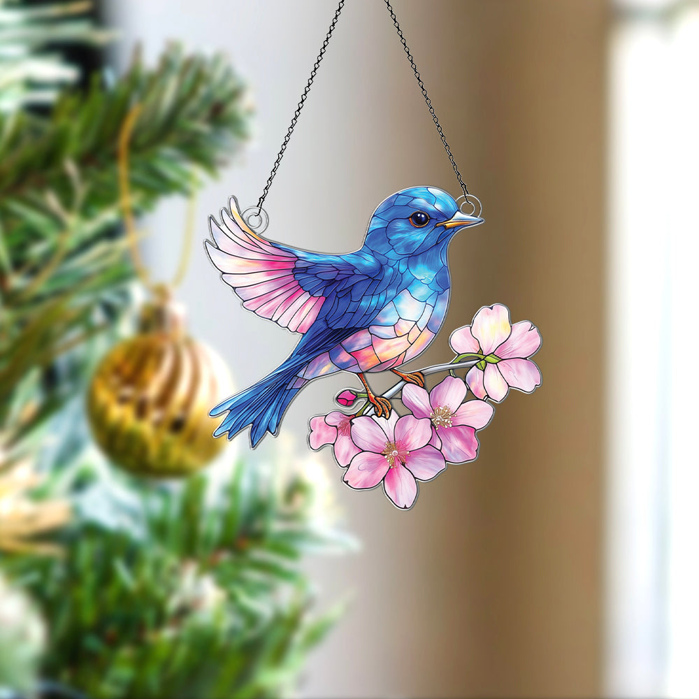 Personalized Bluebird acrylic Christmas ornament by Foswick