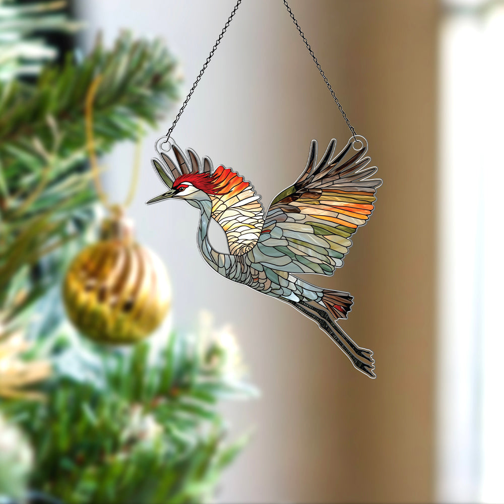Personalized Sandhill Crane acrylic Christmas ornament by Foswick