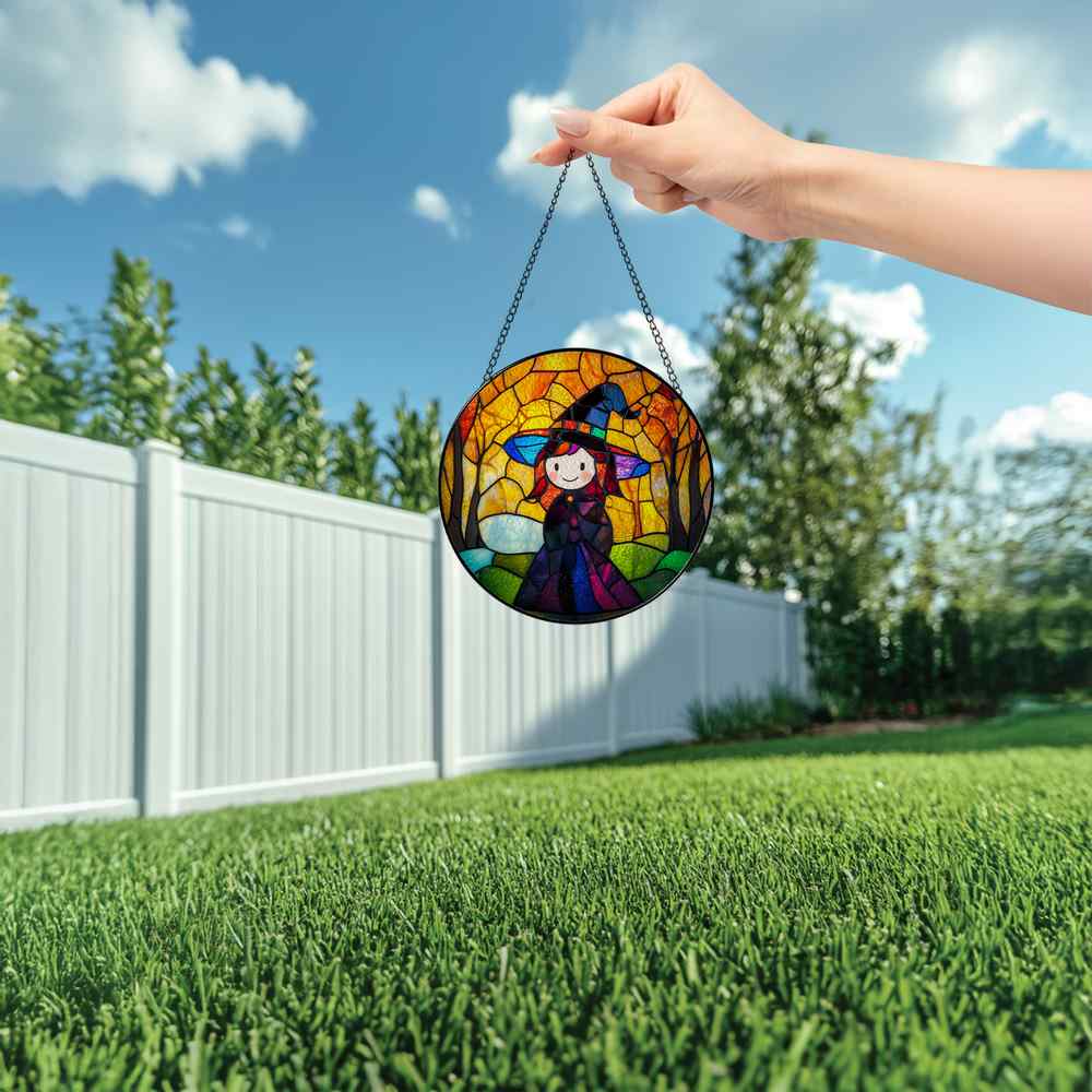 Personalized Witch stained-glass-inspired suncatcher by Foswick