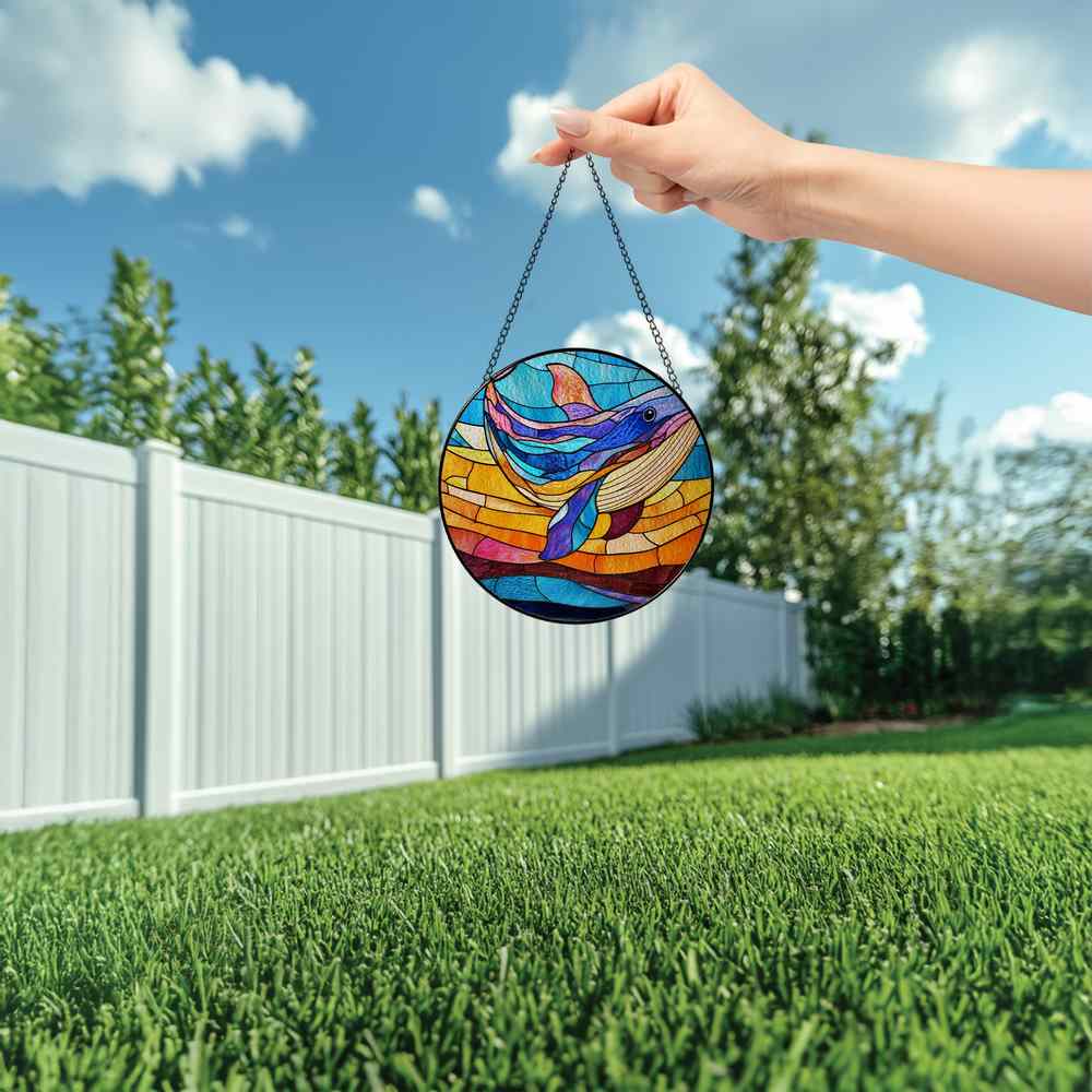 Personalized Whale stained-glass-inspired suncatcher by Foswick