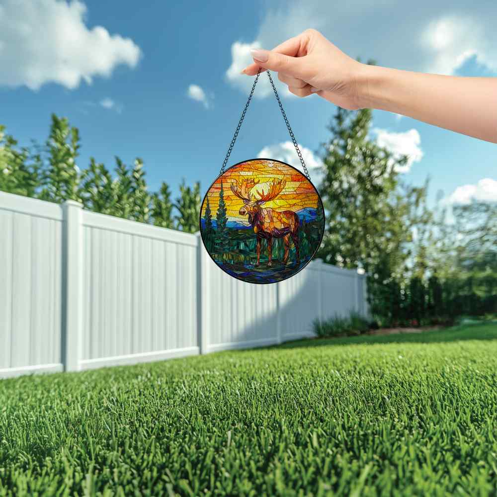 Personalized Moose stained-glass-inspired suncatcher by Foswick