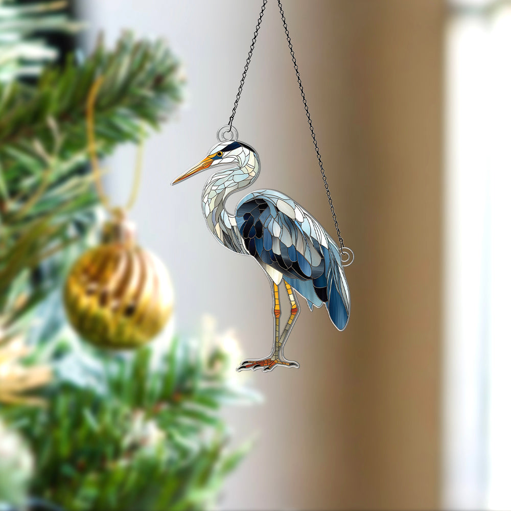 Personalized Heron acrylic Christmas ornament by Foswick