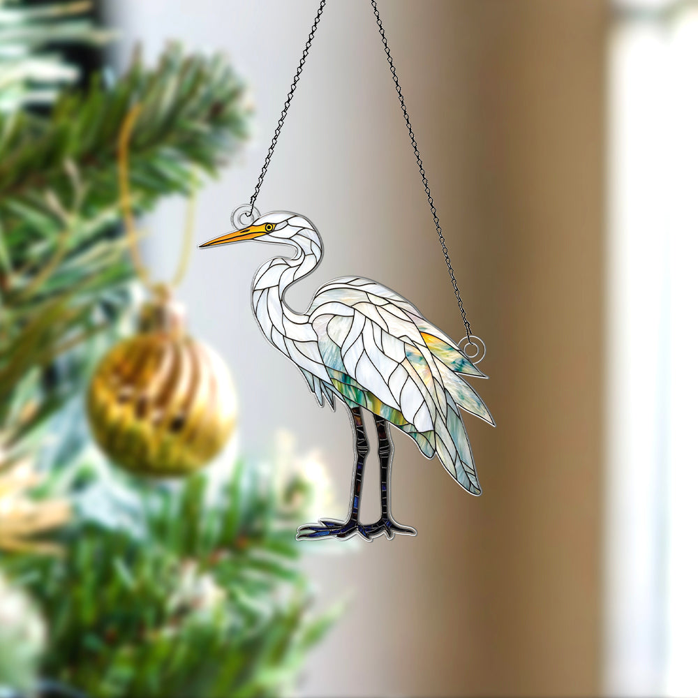 Personalized Egret acrylic Christmas ornament by Foswick