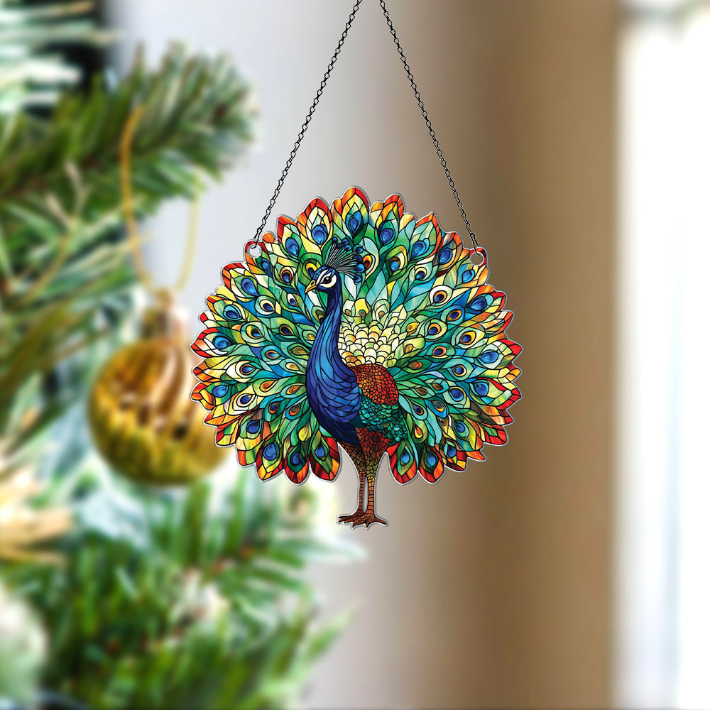 Personalized Peacock acrylic Christmas ornament by Foswick
