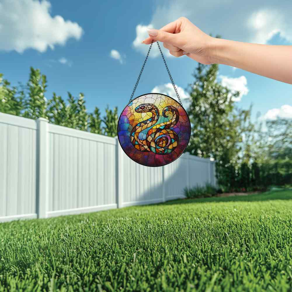 Personalized Snake stained-glass-inspired suncatcher by Foswick