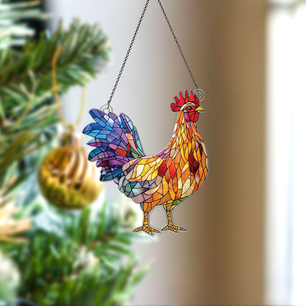 Personalized Hen acrylic Christmas ornament by Foswick
