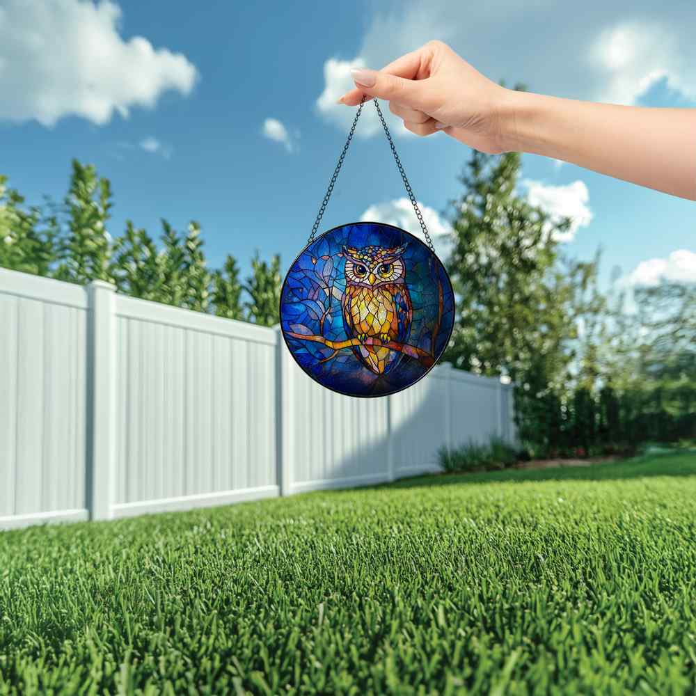 Personalized Owl stained-glass-inspired suncatcher by Foswick