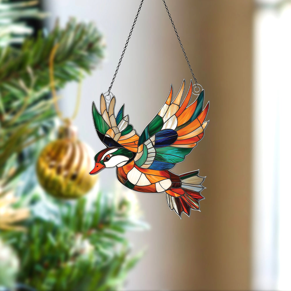 Personalized Mandarin Duck acrylic Christmas ornament by Foswick