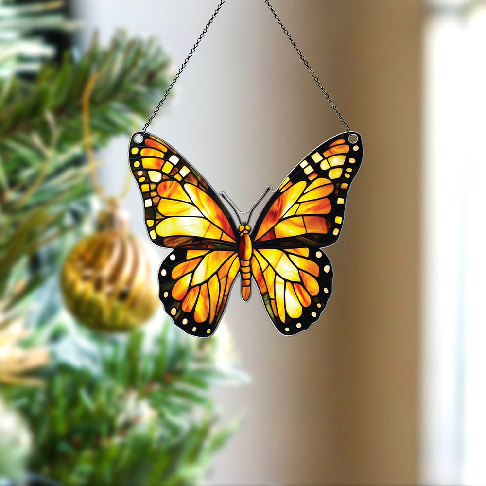Personalized Yellow Butterfly acrylic Christmas ornament by Foswick