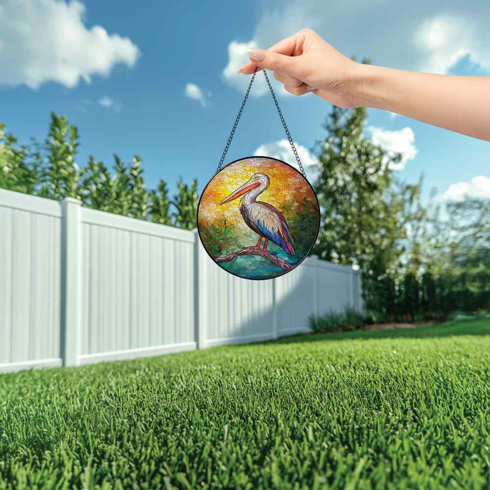 Personalized Pelican stained-glass-inspired suncatcher by Foswick